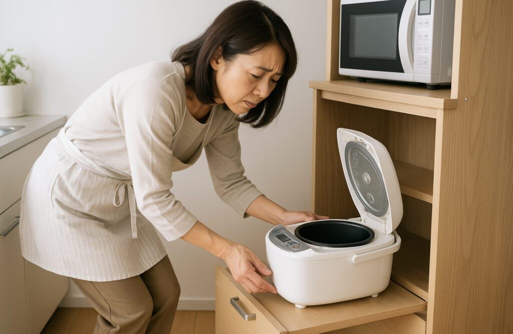食器棚の炊飯器スライドの位置が低いと不便なのか