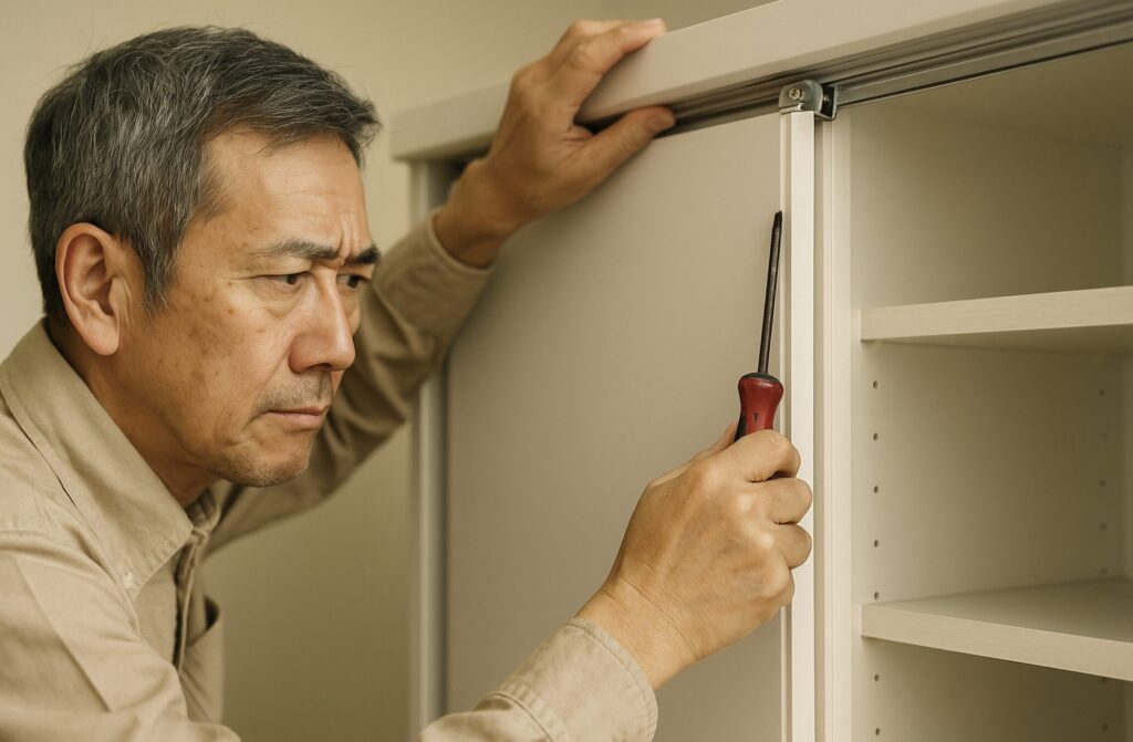 引き戸の劣化・ズレによる不具合。食器棚の引き戸のデメリット