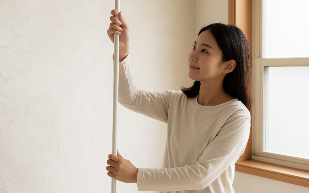 100均の突っ張り棒で棚の作り方。突っ張り棒は縦にも活用できる?