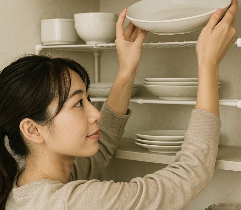 100均の突っ張り棒で棚の作り方。キッチンにおすすめの収納術。食器棚になる?