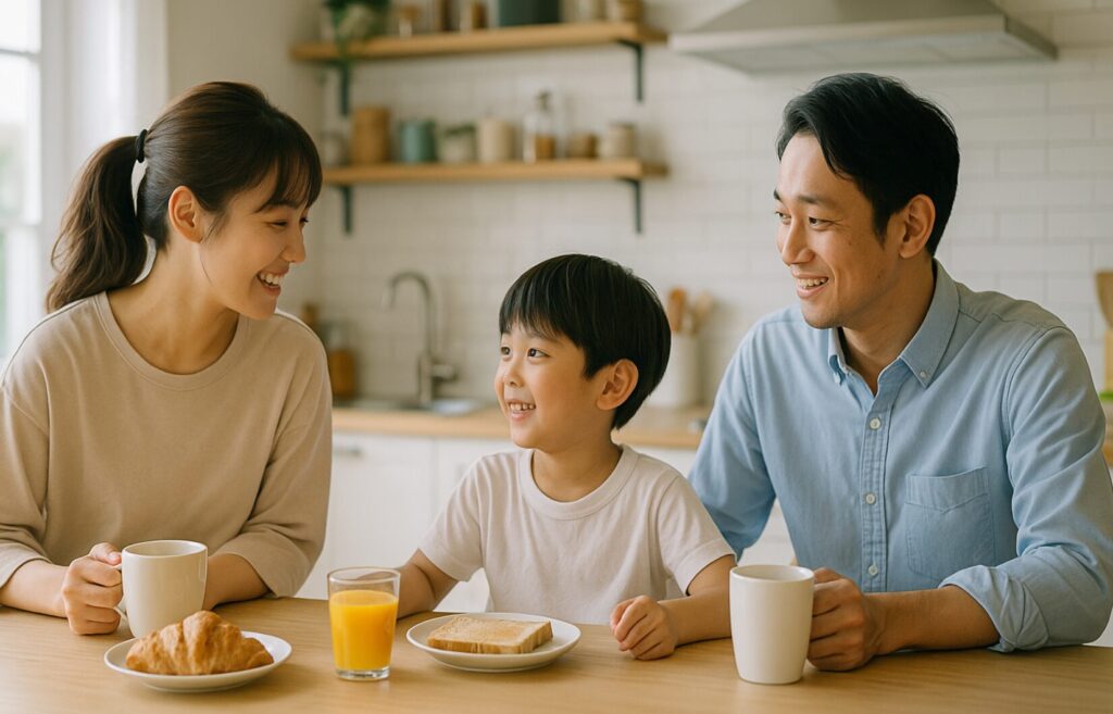 キッチンカウンターで食事!家族が集まるカウンター