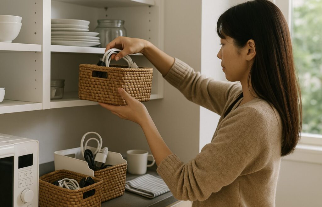 キッチンカウンターの配線隠し、見せない収納のアイデア集