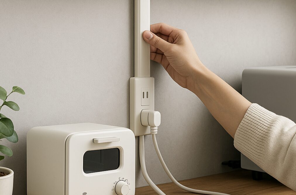 キッチンカウンターの配線隠し。家電のコード収納、スマートな方法