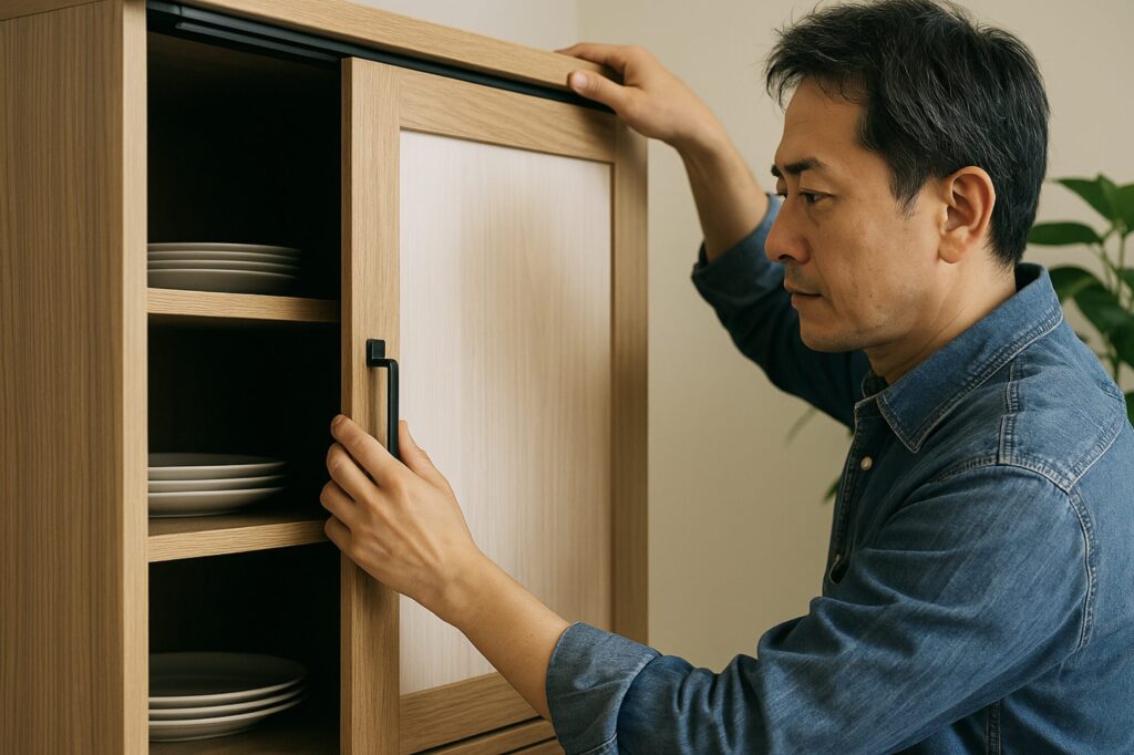開き戸を引き戸にDIY!省スペースを実現