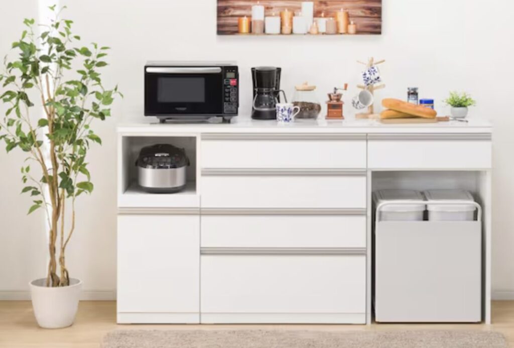 無印良品のキッチンカウンター上下の収納。ニトリ・IKEAのキッチンカウンター