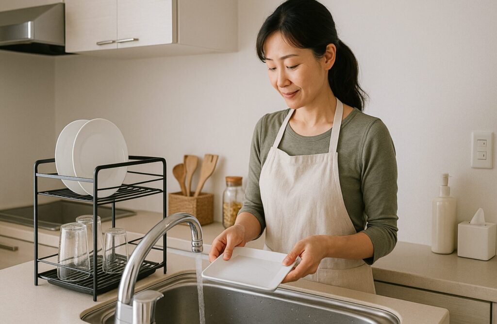 レイアウト術まとめ。一人暮らしの1LDK賃貸でも快適。狭いカウンターキッチンで水切りを上手に使う