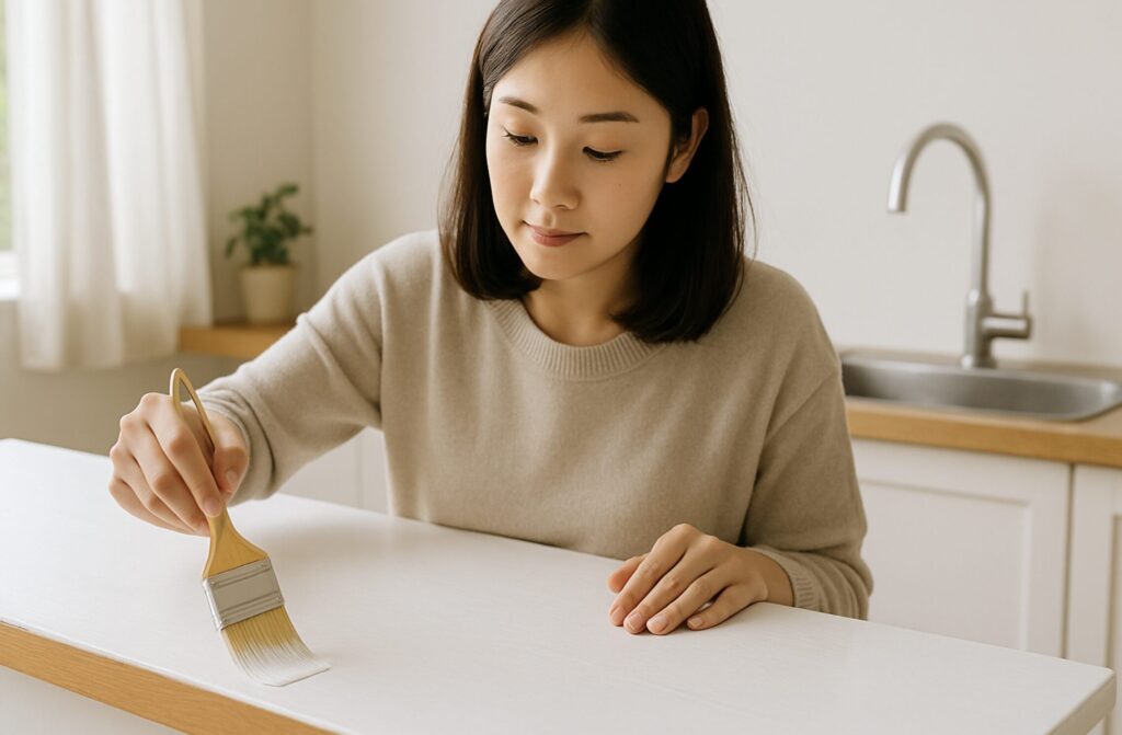 塗装DIYでキッチンカウンターの色を変えたい。白く塗ることで得られる印象と効果