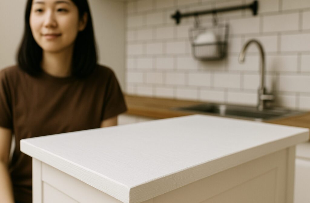 キッチンカウンターの色を変えたい!DIYで白く塗装