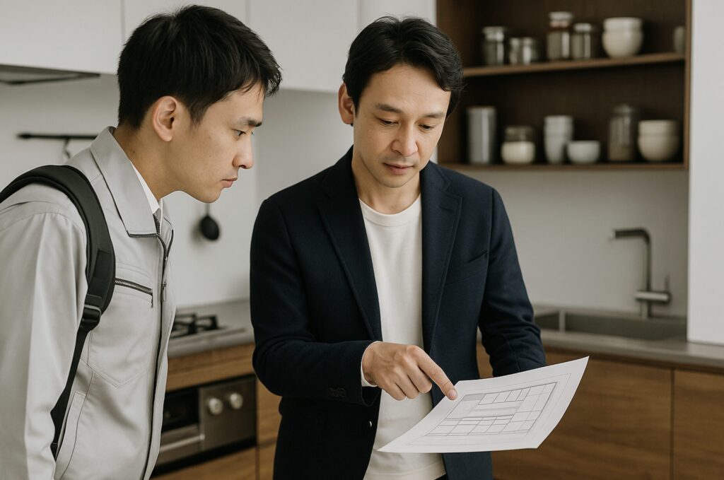 キッチンとカップボードの色を変えるときに色違いで後悔しないために。業者に依頼する際に気をつけたいポイント