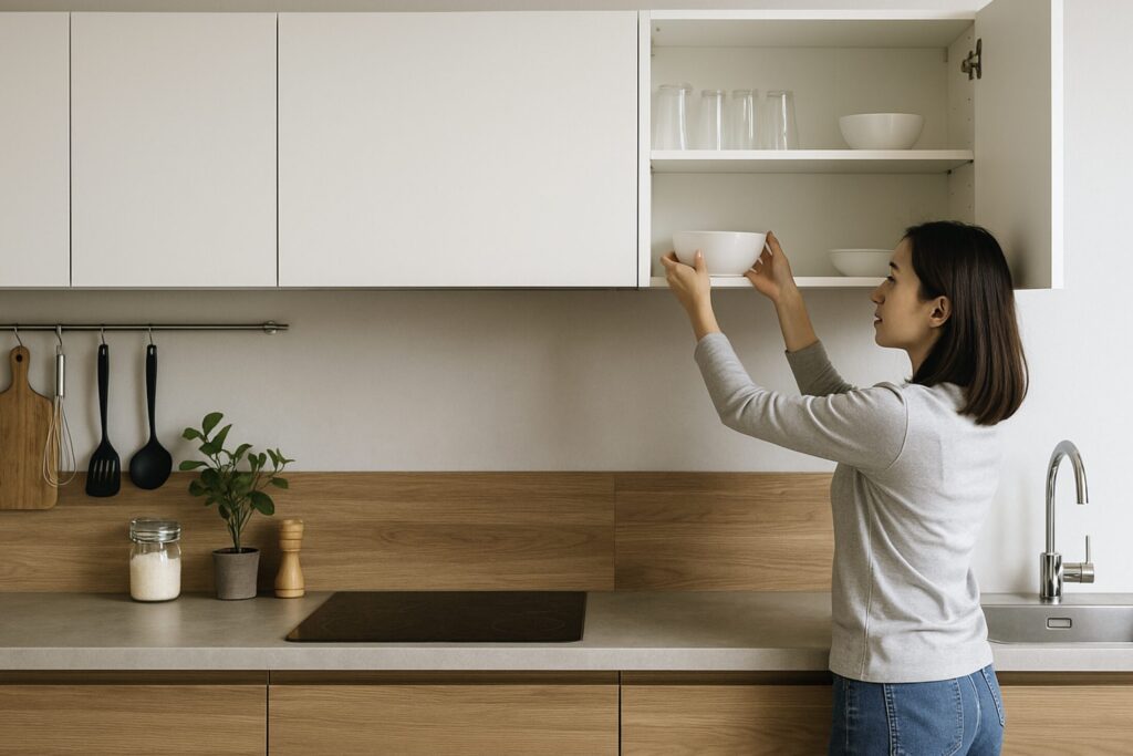 キッチンのカップボードに吊り戸棚なしで後悔？壁付けキッチンの収納バランスを考える