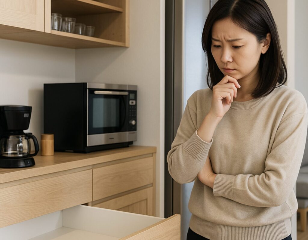 キッチンのカップボードに吊り戸棚なしで後悔？奥行で後悔しないポイント