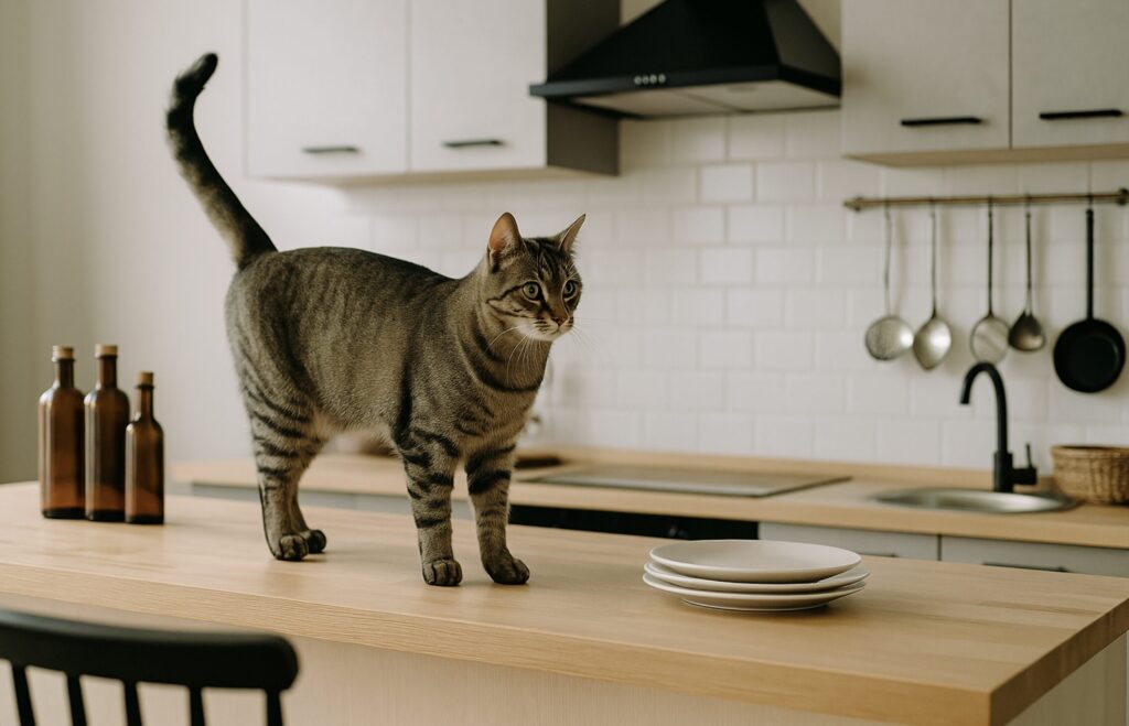 キッチンカウンターの猫対策DIY術