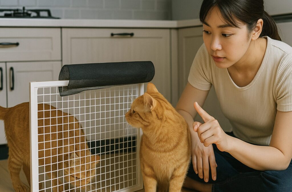 キッチンカウンターの猫対策DIY。100均グッズで簡単に対策