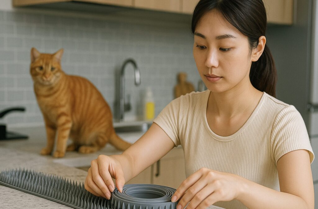 キッチンカウンターの猫対策DIY。賃貸でも安心な猫用対策