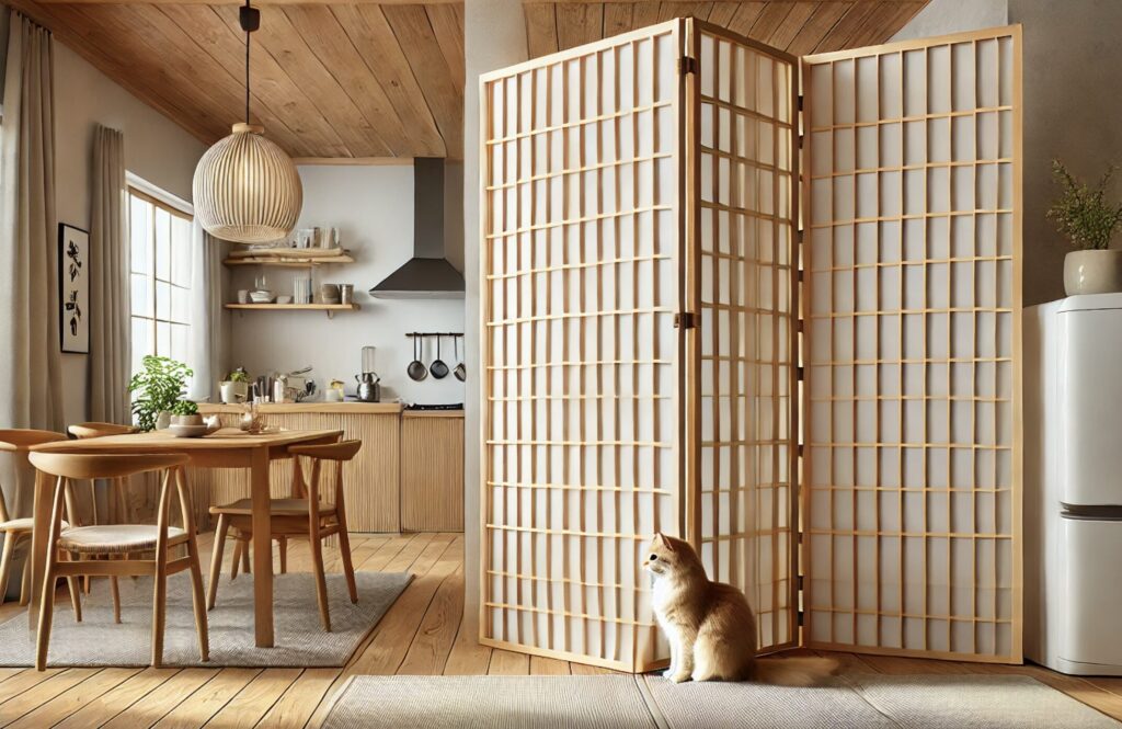 キッチンカウンターの猫対策DIY、パーテーションで対策