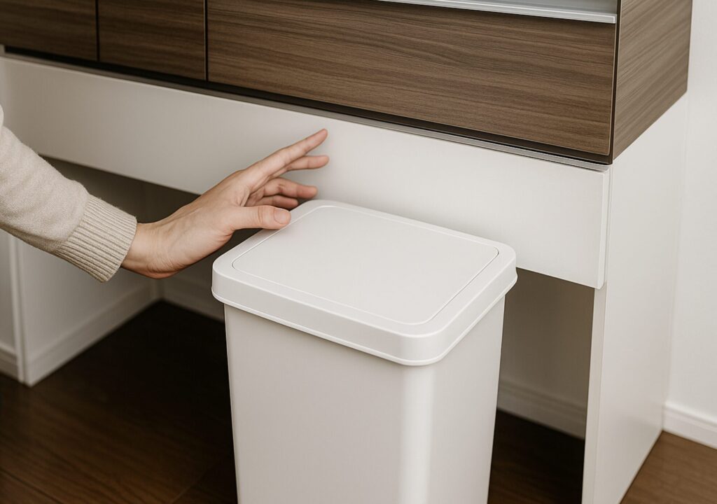 リクシルのカップボード、ノクトのゴミ箱収納やサイズ・色について。ゴミ箱の高さに注意して干渉を防ぐ