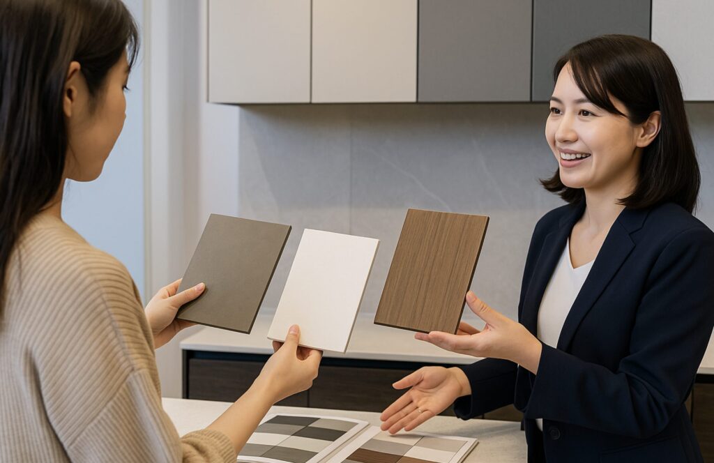 リクシルのカップボード「ノクト」。ゴミ箱収納やサイズ、色の選び方